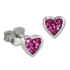 Teenie-Weenie Kinder Ohrringe Herzchen Zirkonia pink 925er SDO009P