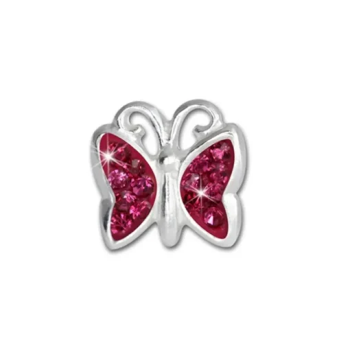 Teenie-Weenie Kinder Ohrringe Schmetterling Zirkonia pink 925er SDO094P
