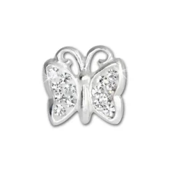 Teenie-Weenie Kinder Ohrringe Schmetterling Zirkonia weiß 925er SDO094W