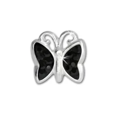 Teenie-Weenie Kinder Ohrringe Schmetterling Zirkonia schwarz 925er SDO094S
