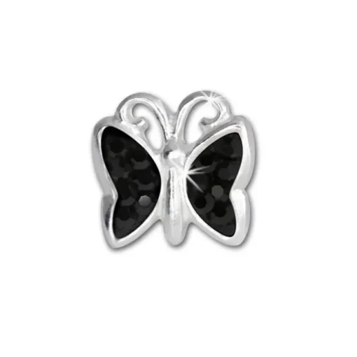Teenie-Weenie Kinder Ohrringe Schmetterling Zirkonia schwarz 925er SDO094S
