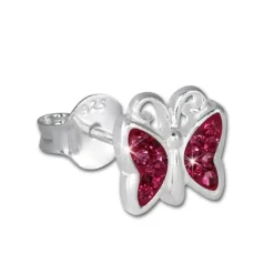 Teenie-Weenie Kinder Ohrringe Schmetterling Zirkonia pink 925er SDO094P