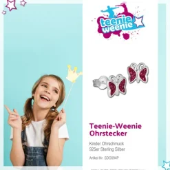 Teenie-Weenie Kinder Ohrringe Schmetterling Zirkonia pink 925er SDO094P
