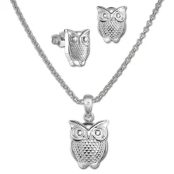 Teenie-Weenie Kinder Schmuck Set Eule Kette und Ohrringe 925 Silber SDS49133