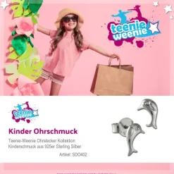 Teenie-Weenie Ohrstecker Delfin 925er Silber Kinder Ohrringe SDO402