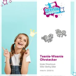 Teenie-Weenie Ohrstecker Einhorn 925er Silber Kinder, Damen Ohrring SDO8219J