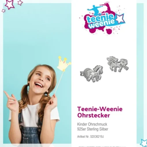 Teenie-Weenie Ohrstecker Einhorn 925er Silber Kinder, Damen Ohrring SDO8219J
