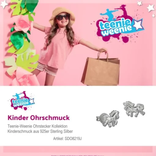 Teenie-Weenie Ohrstecker Einhorn 925er Silber Kinder, Damen Ohrring SDO8219J