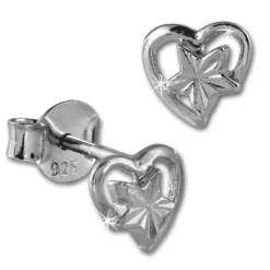 Teenie-Weenie Ohrstecker Herz mit Stern 925er Silber Damen Ohrringe SDO405