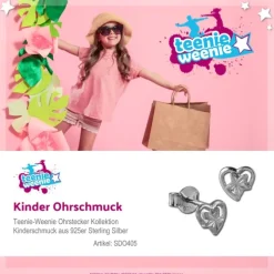 Teenie-Weenie Ohrstecker Herz mit Stern 925er Silber Damen Ohrringe SDO405