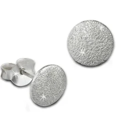 Teenie-Weenie Ohrstecker Kreis gefrostet 925er Silber Ohrring SDO8206J