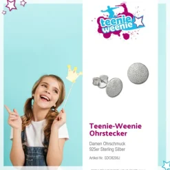 Teenie-Weenie Ohrstecker Kreis gefrostet 925er Silber Ohrring SDO8206J