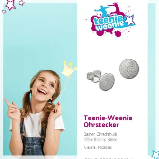 Teenie-Weenie Ohrstecker Kreis gefrostet 925er Silber Ohrring SDO8206J