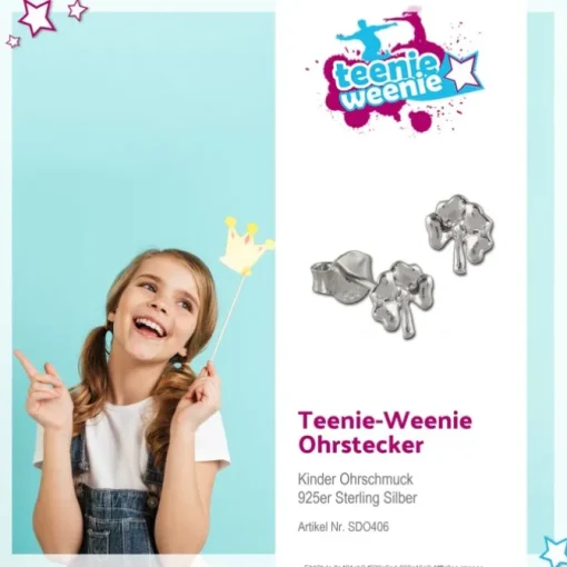 Teenie-Weenie Ohrstecker Kleeblatt 925er Silber Damen Ohrringe SDO406