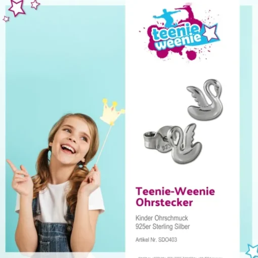 Teenie-Weenie Ohrstecker Schwan 925er Silber Kinder Ohrringe SDO403