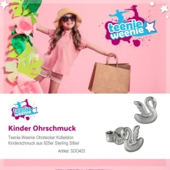 Teenie-Weenie Ohrstecker Schwan 925er Silber Kinder Ohrringe SDO403