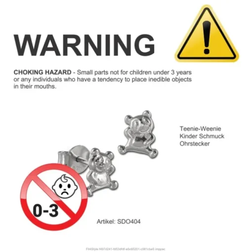 Teenie-Weenie Ohrstecker Teddybär 925er Silber Kinder Ohrringe SDO404