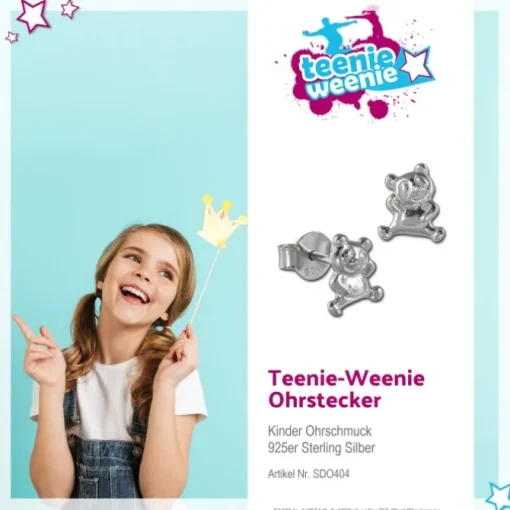 Teenie-Weenie Ohrstecker Teddybär 925er Silber Kinder Ohrringe SDO404