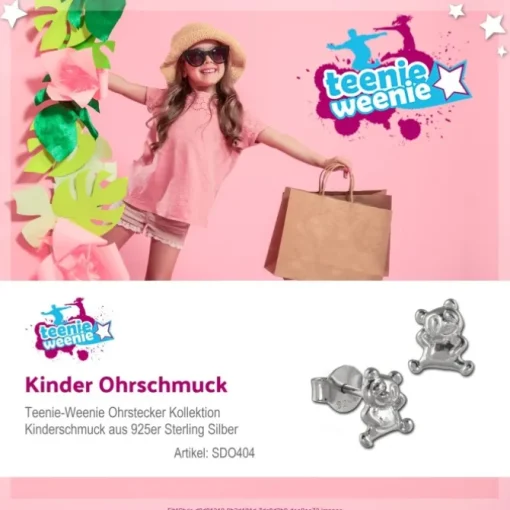 Teenie-Weenie Ohrstecker Teddybär 925er Silber Kinder Ohrringe SDO404