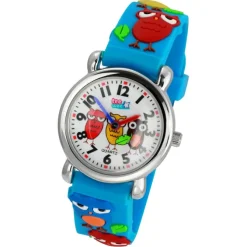 Tee-Wee Kinderuhr hellblau Eulen 3D Kautschukband Kinder Uhren UW308H