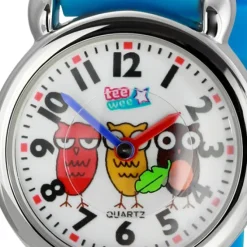 Tee-Wee Kinderuhr hellblau Eulen 3D Kautschukband Kinder Uhren UW308H