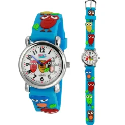 Tee-Wee Kinderuhr hellblau Eulen 3D Kautschukband Kinder Uhren UW308H
