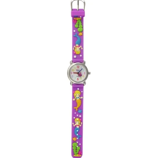 Tee-Wee Kinderuhr lila Meerjungfrau 3D Kautschukband Kinder Uhren UW647V