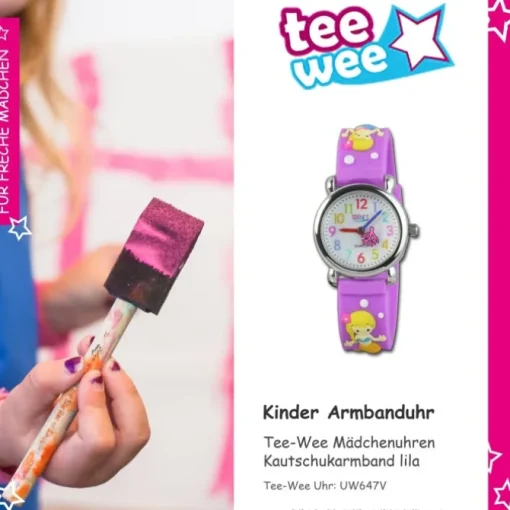 Tee-Wee Kinderuhr lila Meerjungfrau 3D Kautschukband Kinder Uhren UW647V