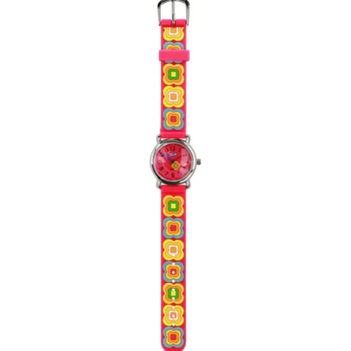 Tee-Wee Kinderuhr pink Blumen 3D Kautschukband Kinder Uhren UW365P