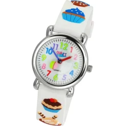 Tee-Wee Kinderuhr weiß Cupcakes 3D Kautschukband Kinder Uhren UW433W