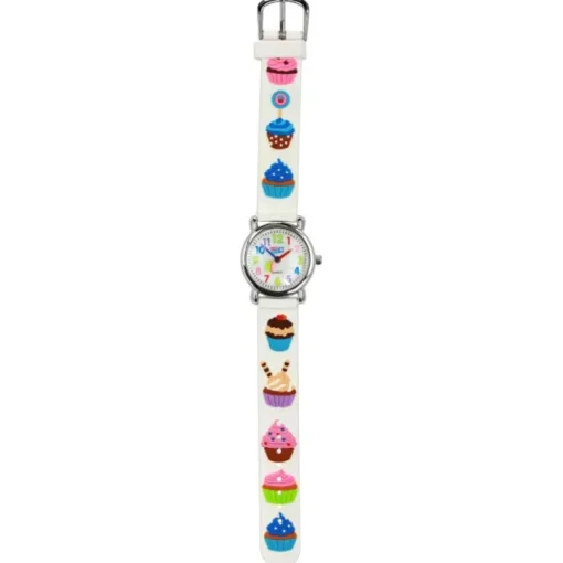 Tee-Wee Kinderuhr weiß Cupcakes 3D Kautschukband Kinder Uhren UW433W