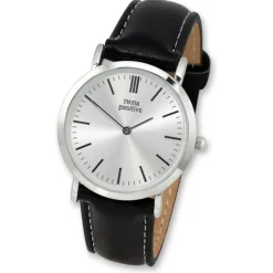 THINK positive Damen Herren Uhr Classic Analog Quarz Leder PU schwarz UTP7060S