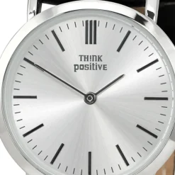 THINK positive Damen Herren Uhr Classic Analog Quarz Leder PU schwarz UTP7060S