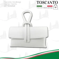 Toscanto Damen Abendtasche Leder Tasche weiß OTT834AW