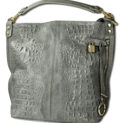 Toscanto Damen Beuteltasche Shopper Leder Tasche grau OTT162SK