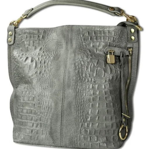Toscanto Damen Beuteltasche Shopper Leder Tasche grau OTT162SK