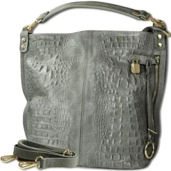 Toscanto Damen Beuteltasche Shopper Leder Tasche grau OTT162SK