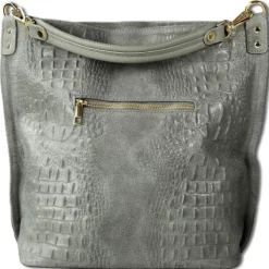 Toscanto Damen Beuteltasche Shopper Leder Tasche grau OTT162SK