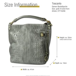 Toscanto Damen Beuteltasche Shopper Leder Tasche grau OTT162SK