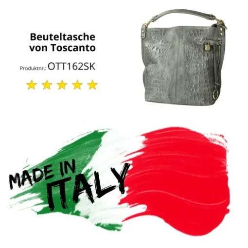 Toscanto Damen Beuteltasche Shopper Leder Tasche grau OTT162SK