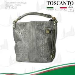 Toscanto Damen Beuteltasche Shopper Leder Tasche grau OTT162SK