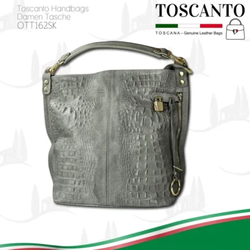 Toscanto Damen Beuteltasche Shopper Leder Tasche grau OTT162SK