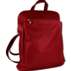 Toscanto Damen Cityrucksack Leder Tasche dunkelrot OTT610RD