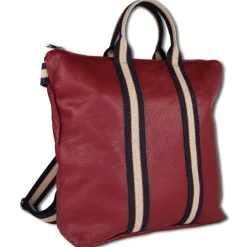 Toscanto Damen Cityrucksack Leder Canvas Tasche rot blau beige OTT609RR