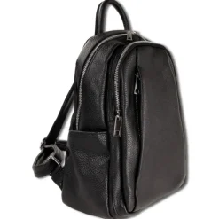 Toscanto Damen Cityrucksack Leder Rucksack schwarz ORTM101RS