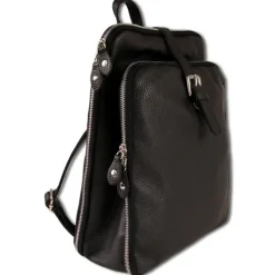 Toscanto Damen Cityrucksack Leder Rucksack schwarz ORTM102RS