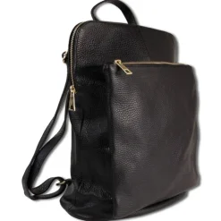 Toscanto Damen Cityrucksack Leder Rucksack schwarz ORTM103RS