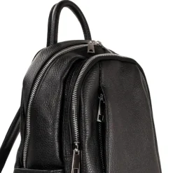 Toscanto Damen Cityrucksack Leder Rucksack schwarz ORTM101RS