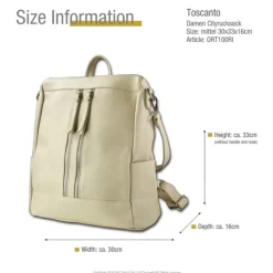 Toscanto Damen Cityrucksack Leder Rucksack beige ORT100RI