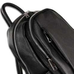 Toscanto Damen Cityrucksack Leder Rucksack schwarz ORTM101RS